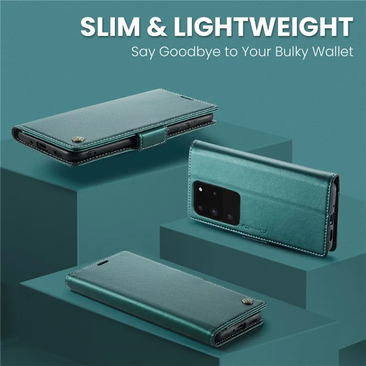 CASEME 023 Series For Samsung Galaxy S20 Ultra Case Wallet RFID Blocking Leather Phone Cover - Green