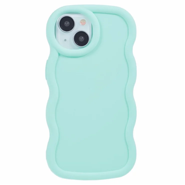 XL Series For iPhone 13 Case TPU Protective Phone Cover Unique Curly Wave Frame - Light Green