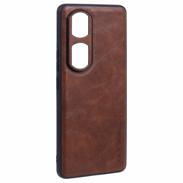 X-LEVEL Bojue-3 Series For Honor 90 Pro Case Slim PU Leather Back Cover Hard PC Soft TPU - Brown