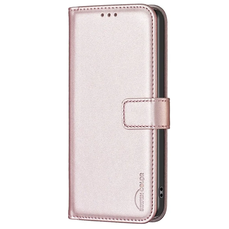 BINFEN COLOR BF17 For Realme Note 60x 4G / C63 4G / C61 4G Leather Case Wallet Stand Phone Cover - Rose Gold