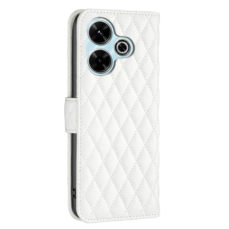 BINFEN COLOR BF Style-14 For Xiaomi Redmi 13 5G / 13 4G / Poco M6 4G Leather Case Wallet Phone Cover - White