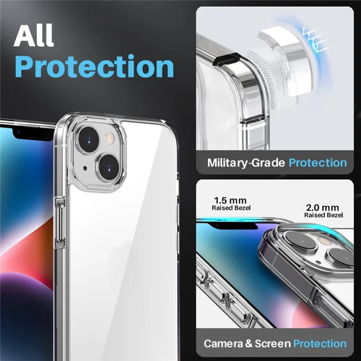 NORTHJO For iPhone 14 Plus Case PC+TPU Phone Cover + Screen Protector + Camera Lens Protector