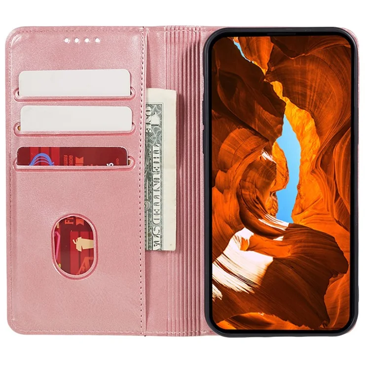 For Oppo A60 4G Case Leather Phone Cover Viewing Stand Magnetic Close - Rose Gold