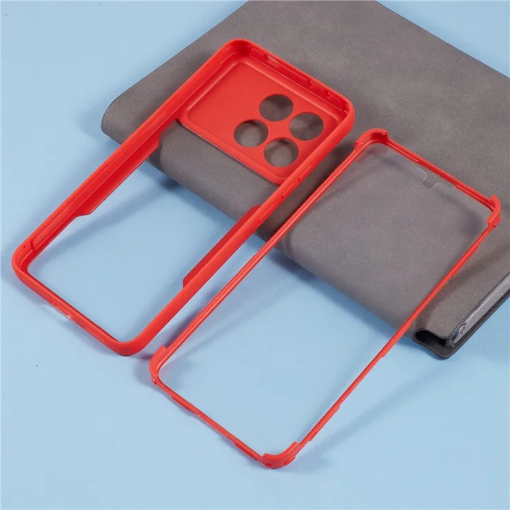 For Xiaomi Poco X6 Pro 5G / Redmi K70 5G / K70E 5G Case Acrylic+TPU Clear Phone Cover with PET Screen Film - Red