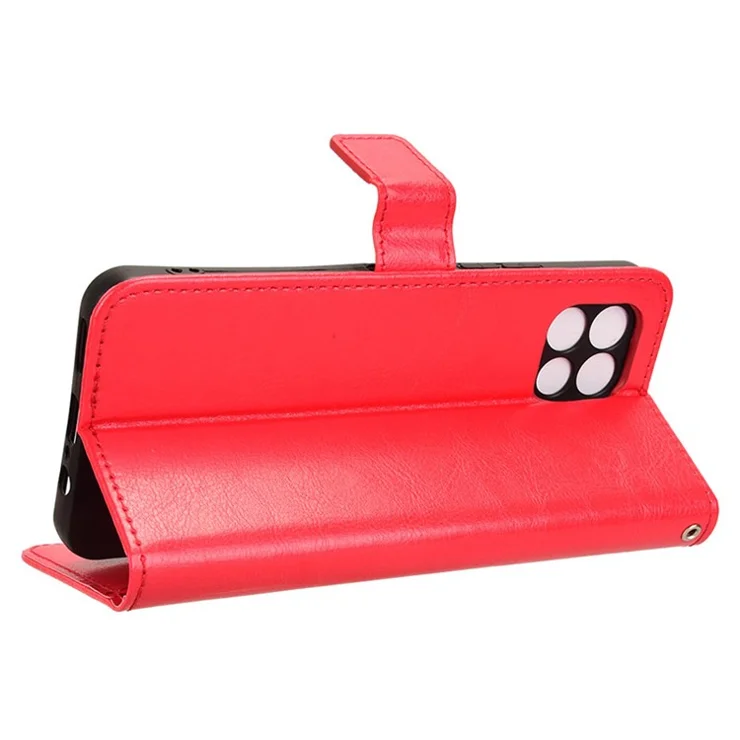For T-Mobile REVVL 7 / T Phone 2 Case Crazy Horse Texture Leather Phone Cover Wallet with Card Holder - Red