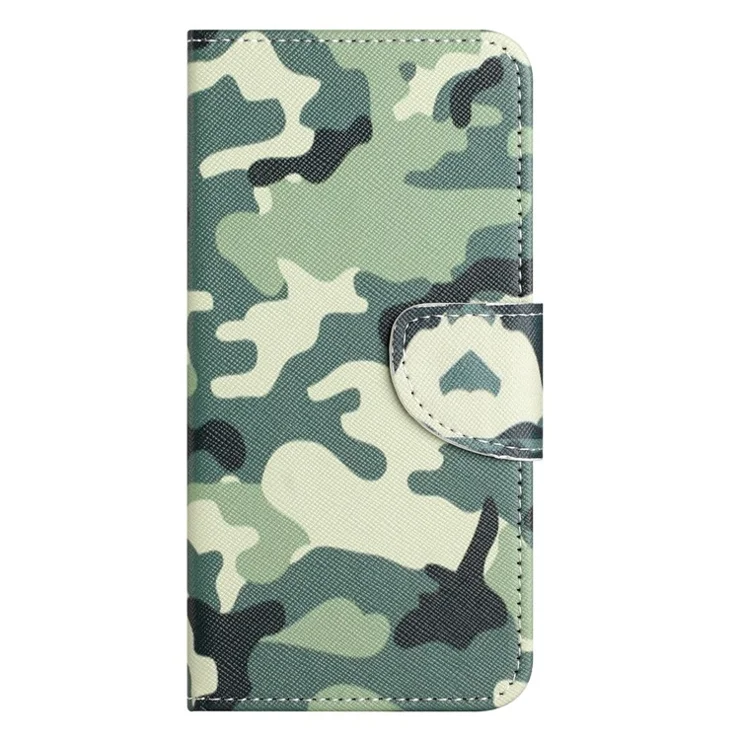 For Motorola Moto E14 4G / G04 4G / G04s 4G / G24 4G Leather Case Pattern Printing Cross Texture Phone Cover - Camouflage