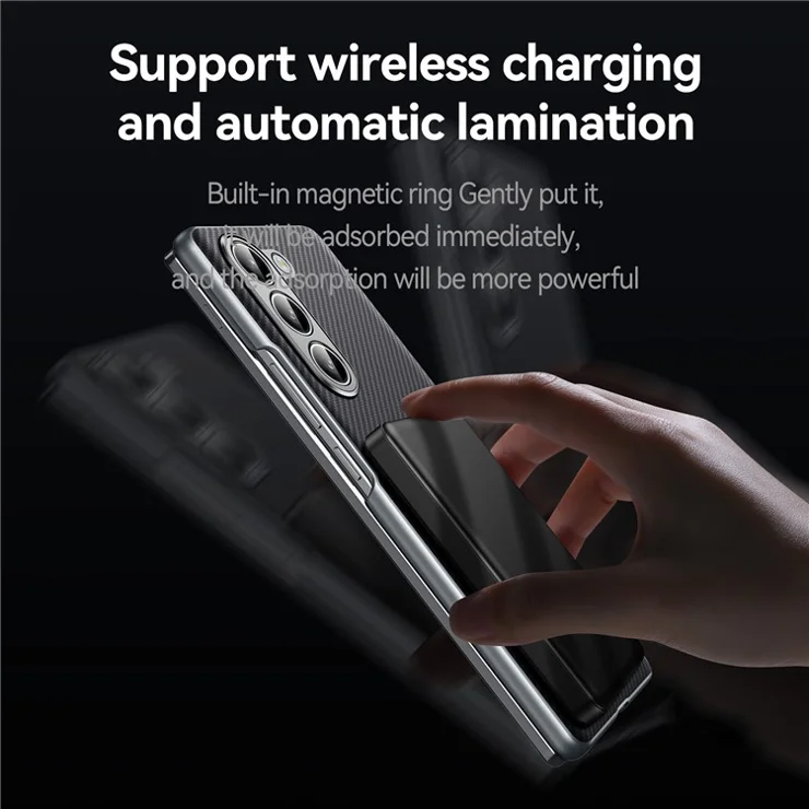 SULADA For Samsung Galaxy Z Fold5 5G Magnetic Case Leather+PC Phone Cover Automatic Rebound Hinge - Blue