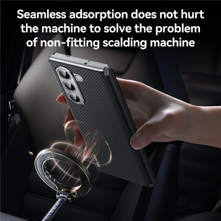 SULADA For Samsung Galaxy Z Fold5 5G Magnetic Case Leather+PC Phone Cover Automatic Rebound Hinge - Blue