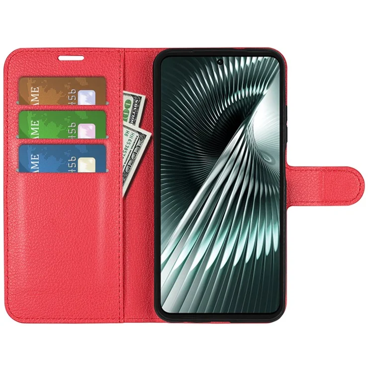 For Xiaomi Redmi Turbo 3 5G / Poco F6 5G Case Wallet Litchi Texture Leather Phone Cover - Red