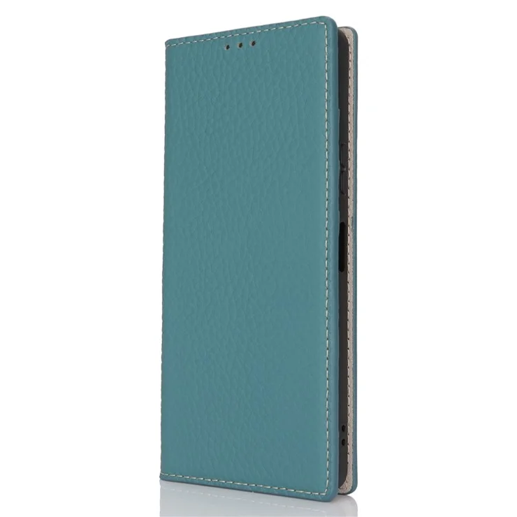 For Sony Xperia 10 VI Case Genuine Cow Leather Wallet Stand Phone Cover - Baby Blue
