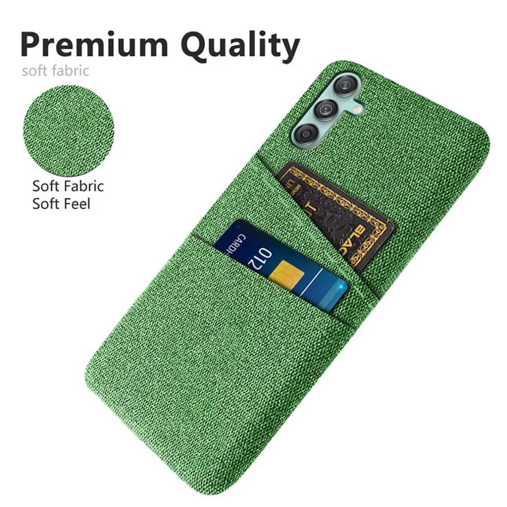 For Samsung Galaxy M55 5G / C55 5G / F55 5G Case Dual Card Slots PC+Cloth Phone Cover - Green