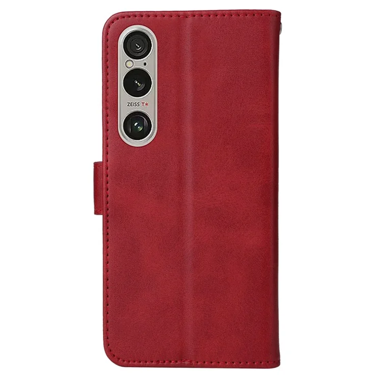 For Sony Xperia 1 VI Phone Case Magnetic Clasp Leather Flip Stand Wallet Phone Cover - Red