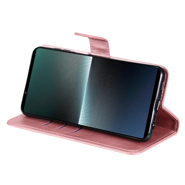 For Sony Xperia 1 V Case Leather Folio Wallet Phone Cover with Zipper Pocket - Pink