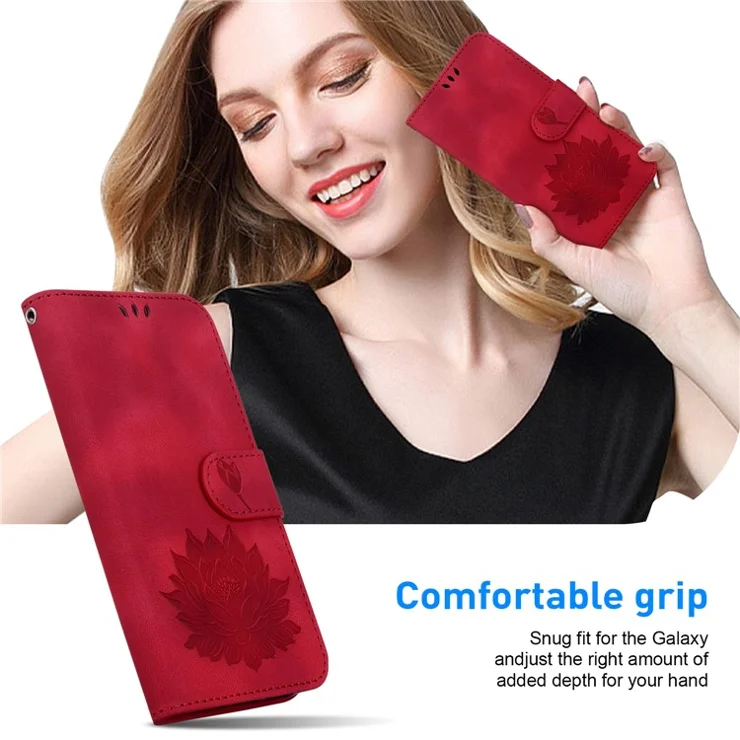 For Honor 90 Lite 5G Case Lotus Pattern Wallet Stand Leather Phone Cover - Red