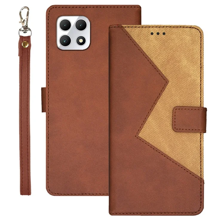 IDEWEI For T-Mobile REVVL 7 / T Phone 2 5G Case PU Leather Phone Cover Color Splicing - Brown