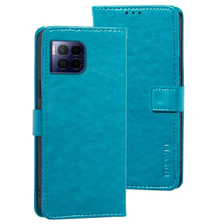 IDEWEI For T-Mobile REVVL 7 Pro / T Phone 2 Pro Wallet Phone Case Leather Cover Crazy Horse Texture - Sky Blue