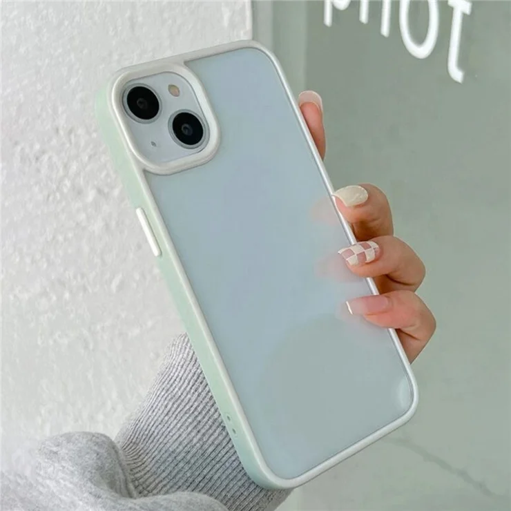 For iPhone 15 Cover TPU + Acrylic Clear Back Anti-drop Cell Phone Case - Light Cyan