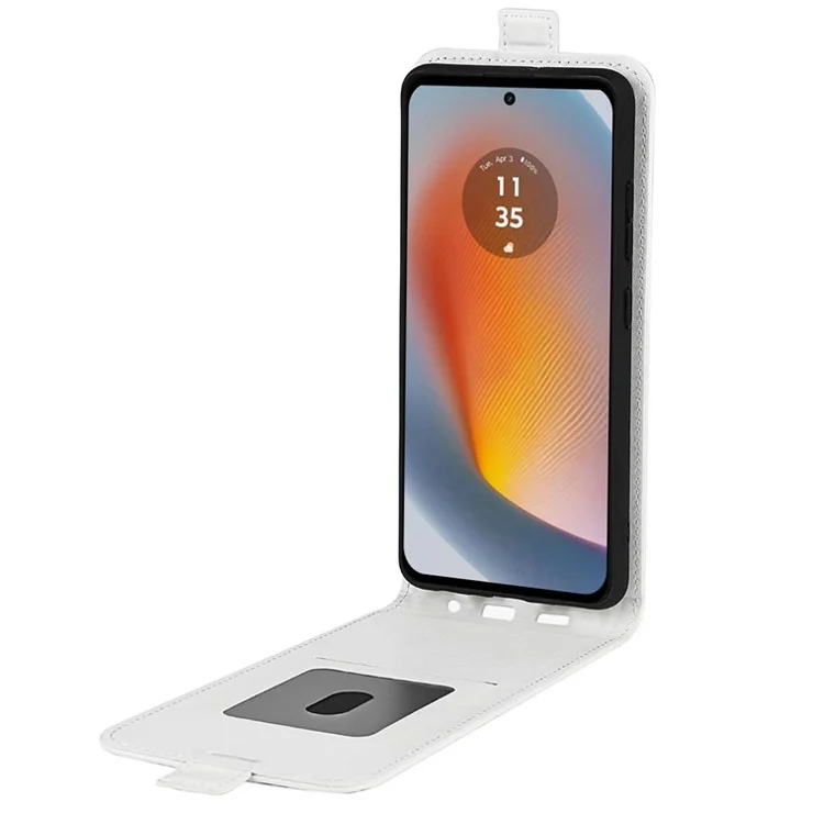 For Motorola Edge 50 Fusion 5G Case Vertical Flip Card Slots Leather Phone Cover - White