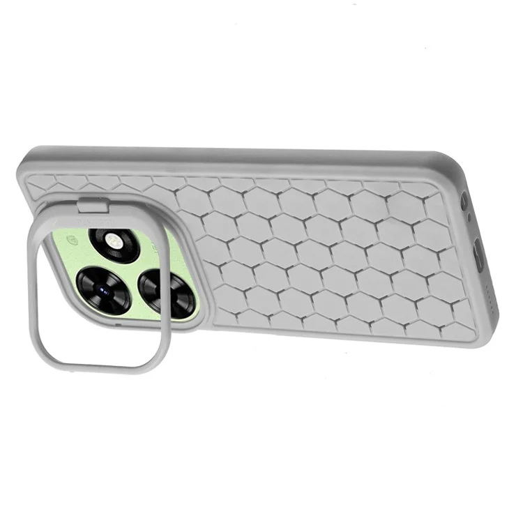 For Infinix Smart 8 4G Case Kickstand TPU Phone Cover Heat Dissipation Breathable - Grey