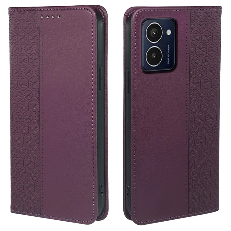 For HMD Pulse / Pulse+ Case Wallet Leather Phone Cover Lucky Clover Imprinting - Dark Purple For HMD Pulse / Pulse+ Case Wallet Leather Phone Cover Lucky Clover Imprinting - Dark Purple