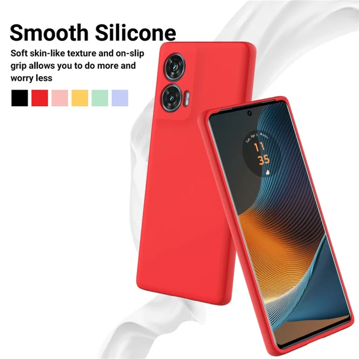 For Motorola Edge 50 Fusion 5G Case with Hand Strap Liquid Silicone Phone Cover - Red