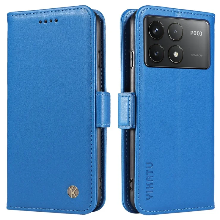 YIKATU YK-003 For Xiaomi Poco F6 Pro 5G / Redmi K70 5G / K70 Pro 5G Wallet Case PU Leather Phone Cover - Sky Blue