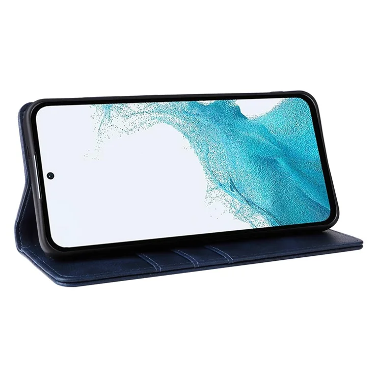 For Samsung Galaxy A54 5G Case Leather Phone Cover RFID Blocking Card Slots Wallet - Blue