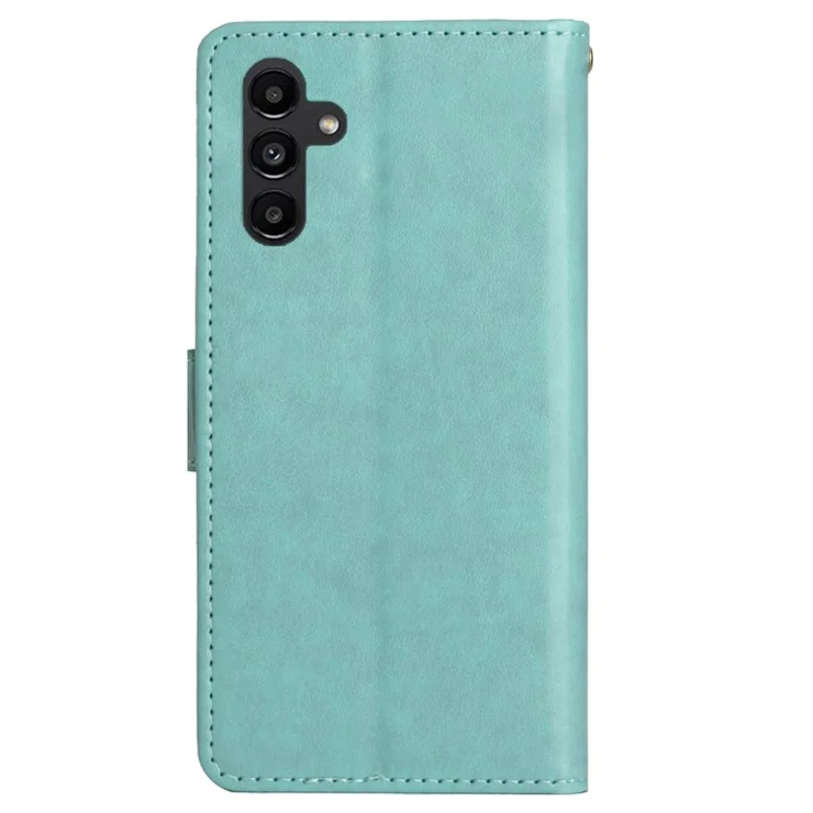 For Samsung Galaxy M55 5G / C55 5G / F55 5G Case Wallet Butterfly Floral PU Leather Phone Cover - Baby Blue