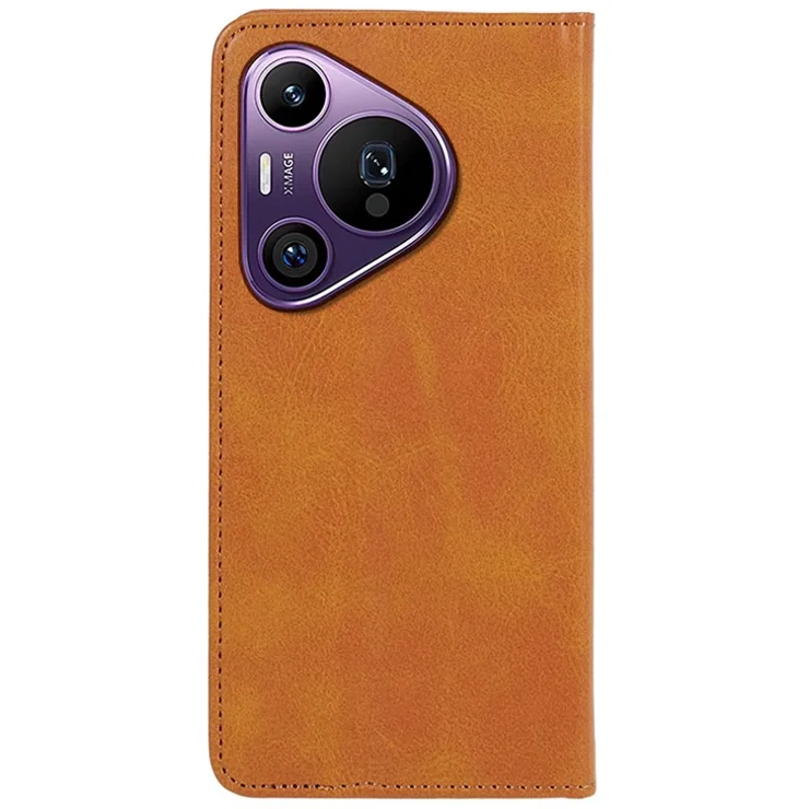 For Huawei Pura 70 Pro / Pura 70 Pro+ Case Leather Calf Texture Phone Cover Magnetic Absorption - Khaki