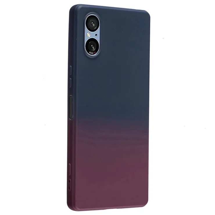 For Sony Xperia 5 V Case Gradient Slim Soft TPU Phone Cover Non-Slip - Dark Blue+Dark Purple