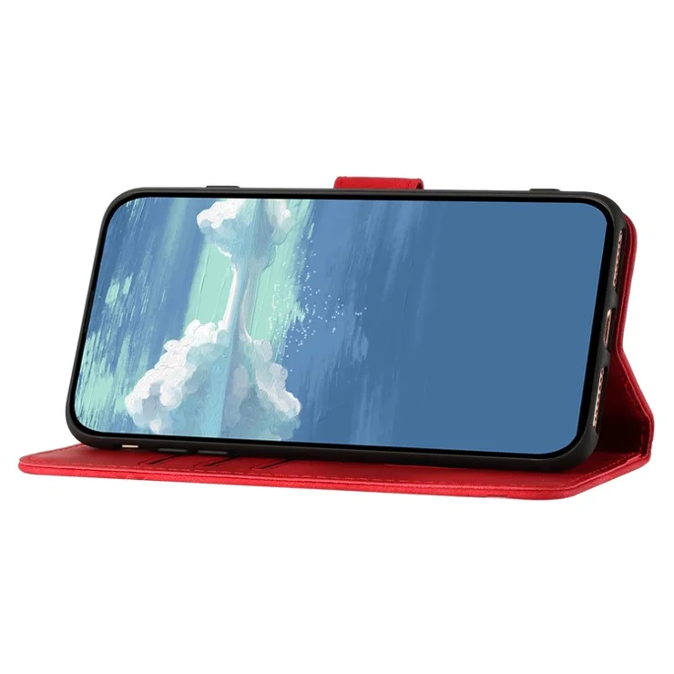 YX0040 For Motorola Edge 50 Fusion 5G Case Full Protection Geometry Leather Phone Cover - Red