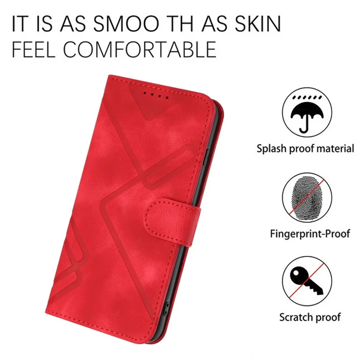 YX0040 For TECNO Pova 6 5G / Pova 6 Pro 5G Leather Case Geometry Phone Cover - Red