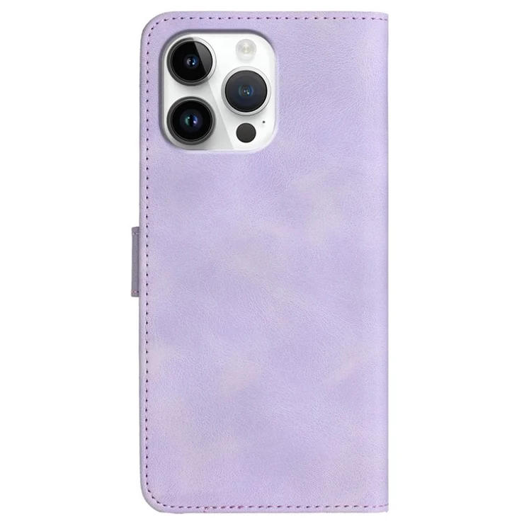 YX0030 For iPhone 16 Pro Max Case PU Leather Wallet Phone Cover Smile Letter - Light Purple