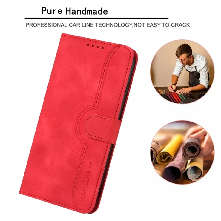 YX0030 For Oppo A60 4G Case Leather Phone Cover Stand Function - Red