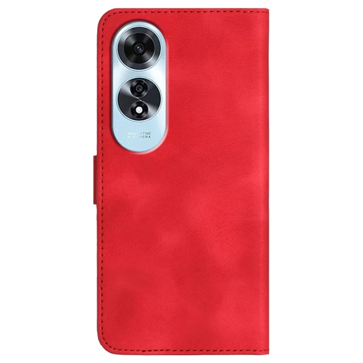 YX0030 For Oppo A60 4G Case Leather Phone Cover Stand Function - Red