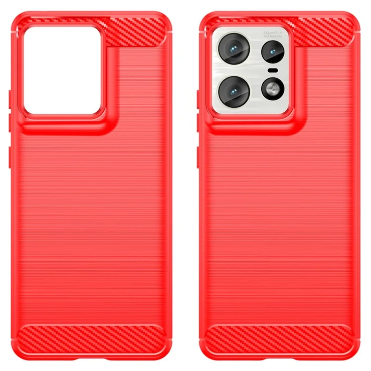 For Motorola Edge 50 Pro 5G Case Carbon Fiber Texture Brushed Soft TPU Phone Cover - Red