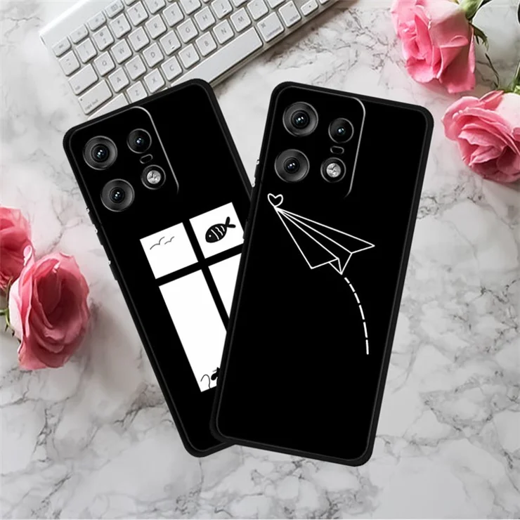For Motorola Edge 50 Pro 5G Case Soft TPU Pattern Printed Anti-scratch Phone Cover - Plane and Heart