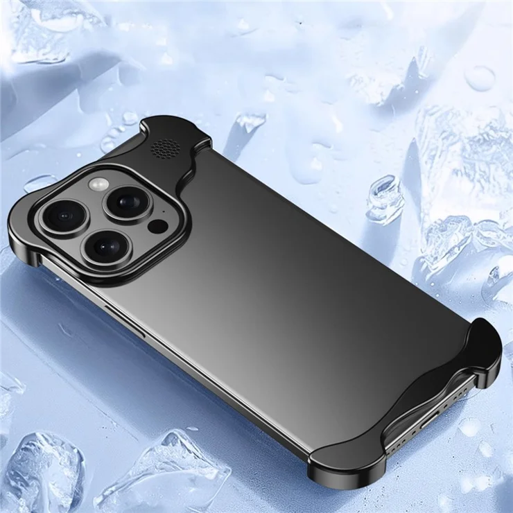 For iPhone 15 Pro Max Metal Case Phone Bumper Cover with Aromatherapy Tablet - Silver Grey