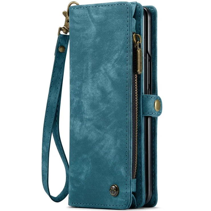 For Samsung Galaxy Z Fold6 5G Phone Cases CASEME Leather Cover with Detachable Wallet and Strap - Blue