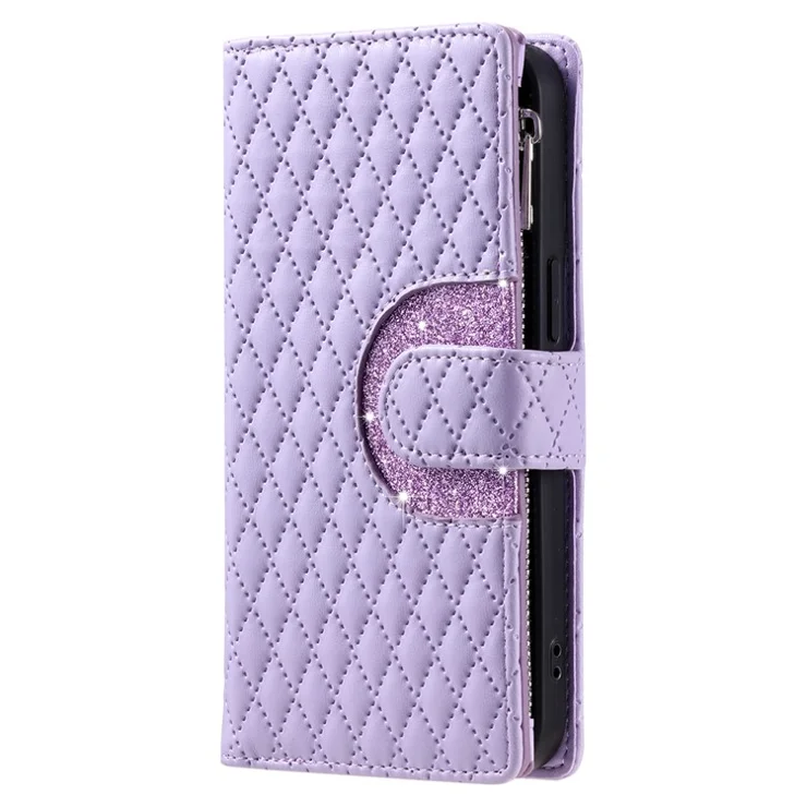 Style 013 for Motorola Moto G85 5G / S50 Neo 5G Case Rhombus Leather Zipper Phone Cover - Purple