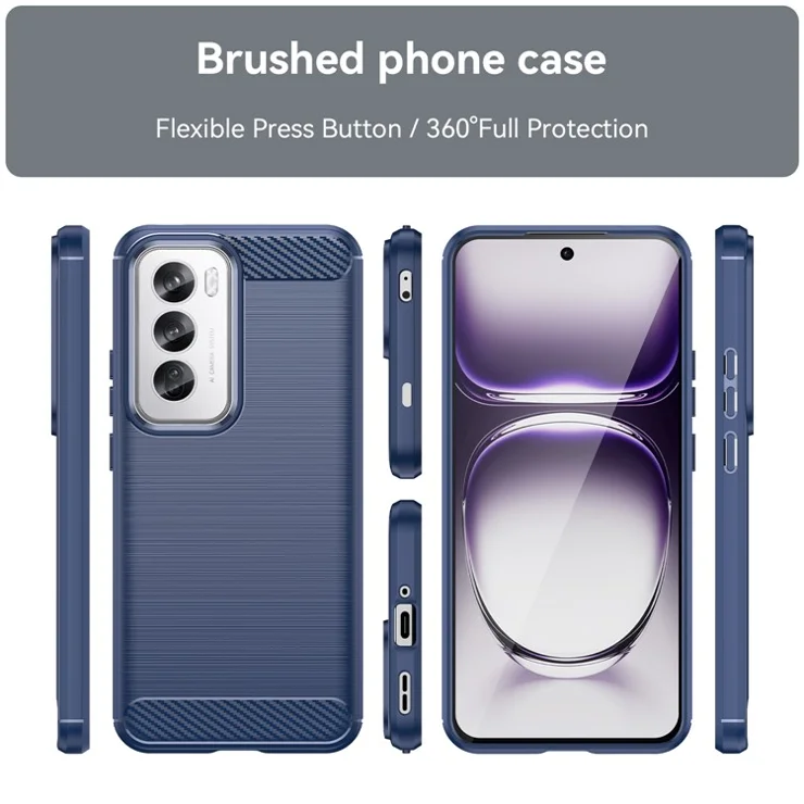 For Oppo Reno12 Pro 5G (Global) Case Carbon Fiber Texture Brushed TPU Phone Cover - Blue