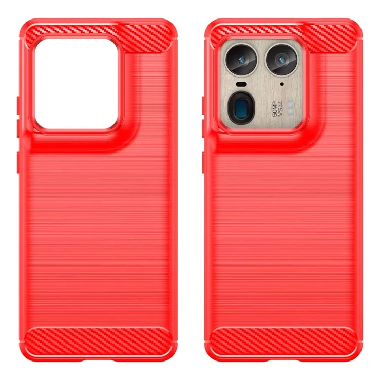 For Motorola Edge 50 Ultra 5G / Moto X50 Ultra 5G Case TPU Phone Cover Carbon Fiber Texture - Red