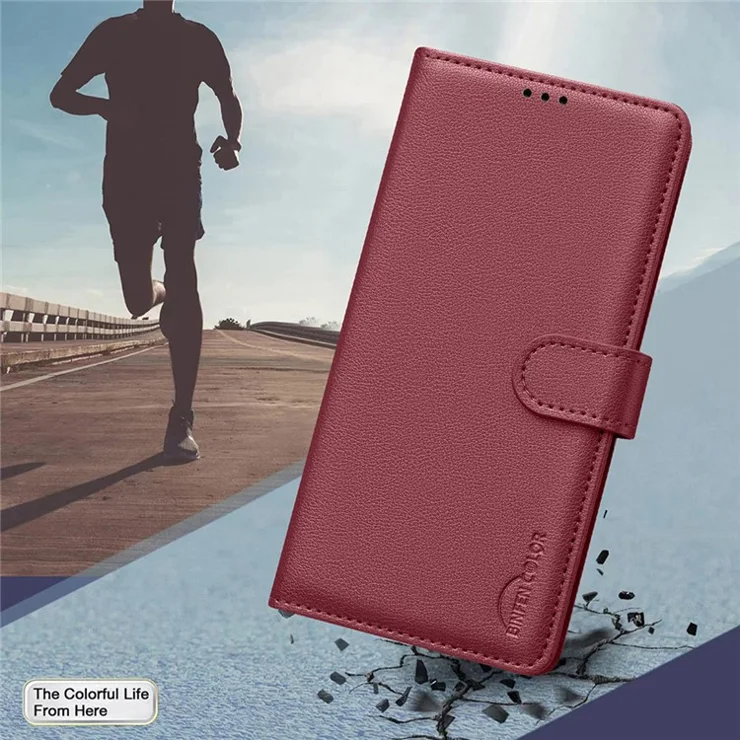 BINFEN COLOR BF32 For Xiaomi Redmi K70 Pro 5G / K70 5G / Poco F6 Pro 5G RFID Blocking PU Leather Phone Cover - Red
