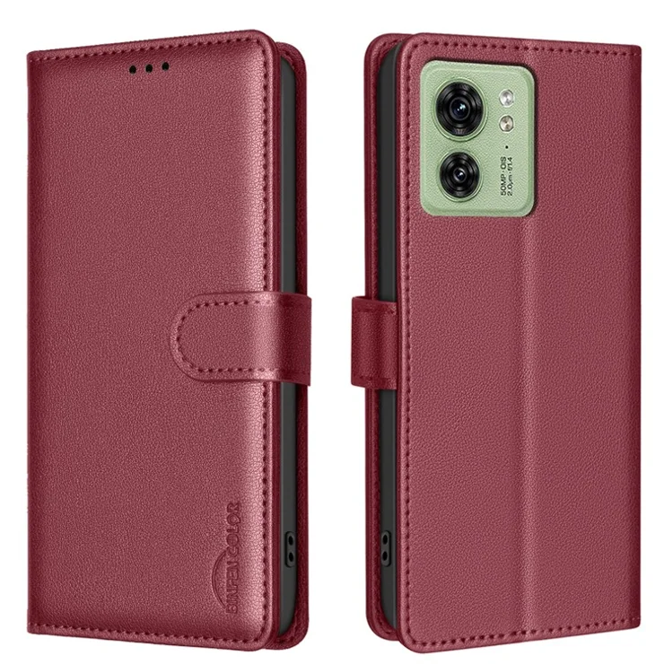 BINFEN COLOR BF32 For Motorola Edge 40 5G Litchi Texture Flip Case Leather Phone Cover - Red