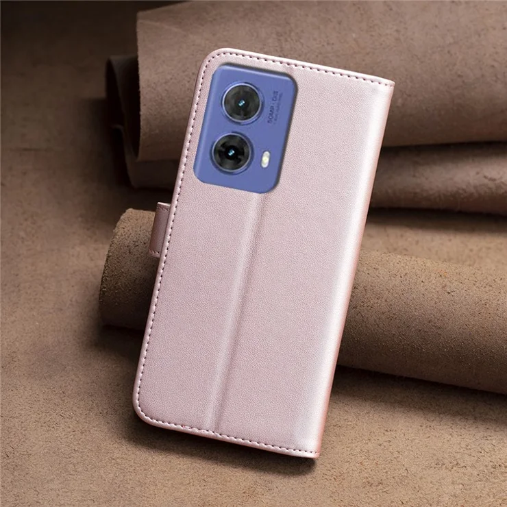 BINFEN COLOR BF17 For Motorola Moto G85 5G / S50 Neo 5G Wallet Case PU Leather Phone Cover - Rose Gold