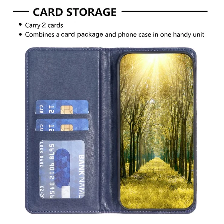 BINFEN COLOR BF Style-16 For Motorola Moto G85 5G / S50 Neo 5G Case Card Slots Leather Phone Cover - Blue