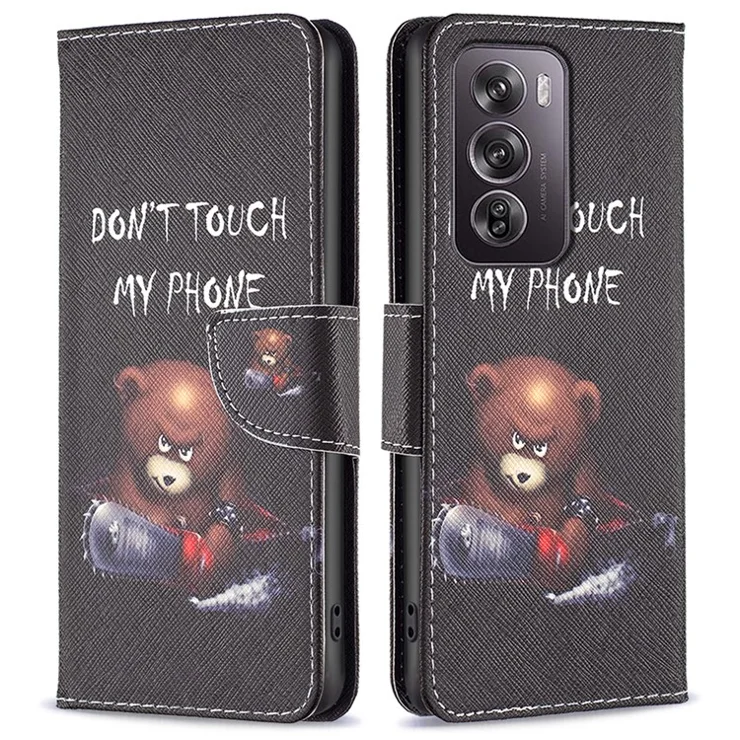 For Oppo Reno12 Pro 5G (Global) Case PU Leather Pattern Print Phone Cover - Bear