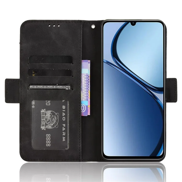 For Realme Note 60x 4G / C63 4G / C61 4G / Narzo N63 4G Case Folio Stand Leather Phone Cover with Multiple Card Slots - Black