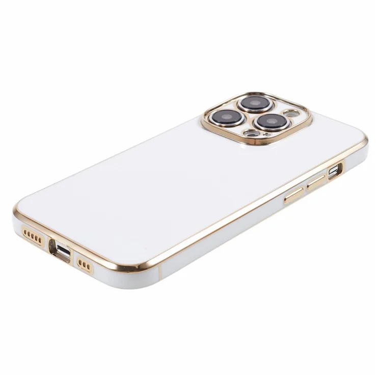 For iPhone 12 Pro Case Glossy 6D Electroplating TPU Protective Cover - White