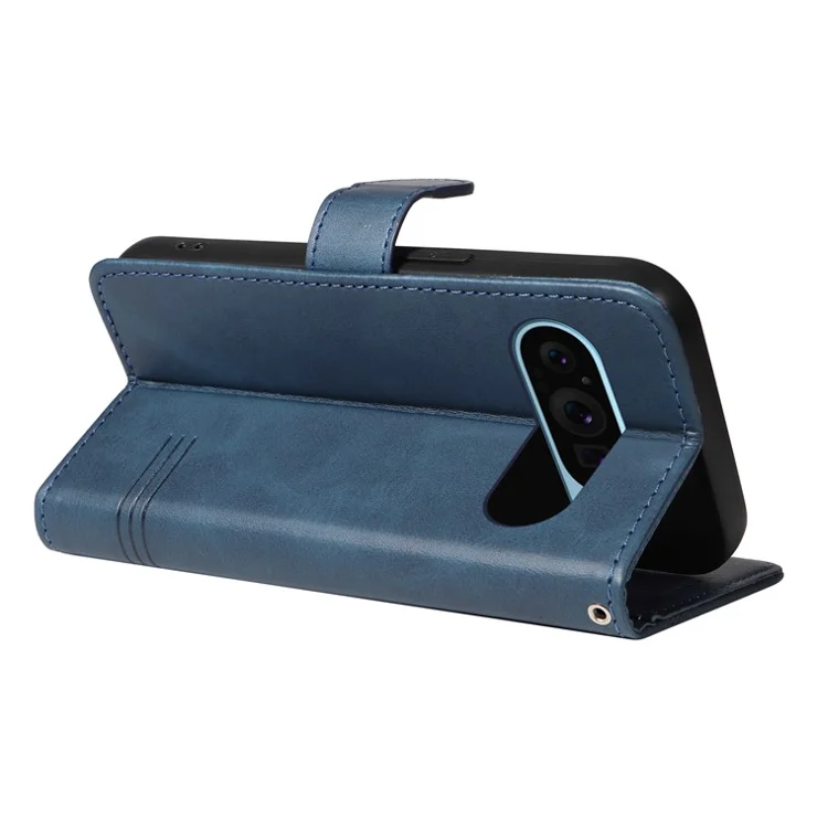 For Google Pixel 9 / 9 Pro Case Leather Book Flip Phone Cover Wallet Stand View - Blue